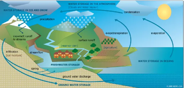 Fig.  10.  The hydrological cycle.  Movement  of  water molecules through  physical  processes  in  the Earth system