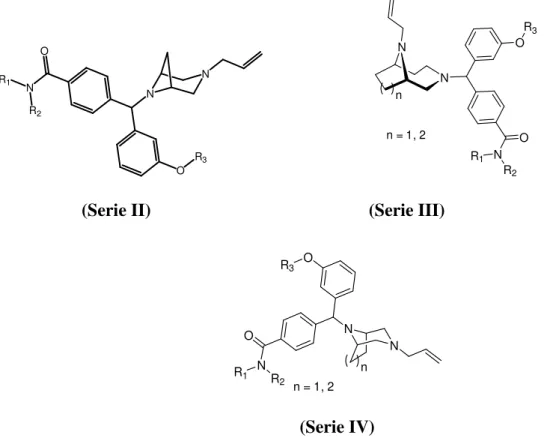 Figura 5. Formule di struttura delle nuove serie di diazabicicloalcani con potenziale affinità e  selettività per i recettori degli oppioidi delta