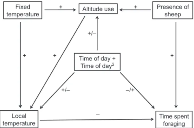 Fig. 2 Path diagram showing the variables and effects present in the most parsimonious structural equation model (i.e