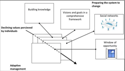 Figure 4. Transformation towards adaptive governance, adapted from Folke 2005.