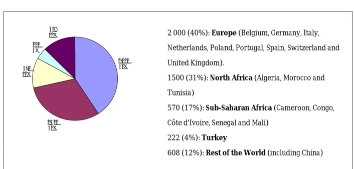 Figure 3.1: Largest Immigrant groups in France in 2004 by country of origin               (in thousands) 