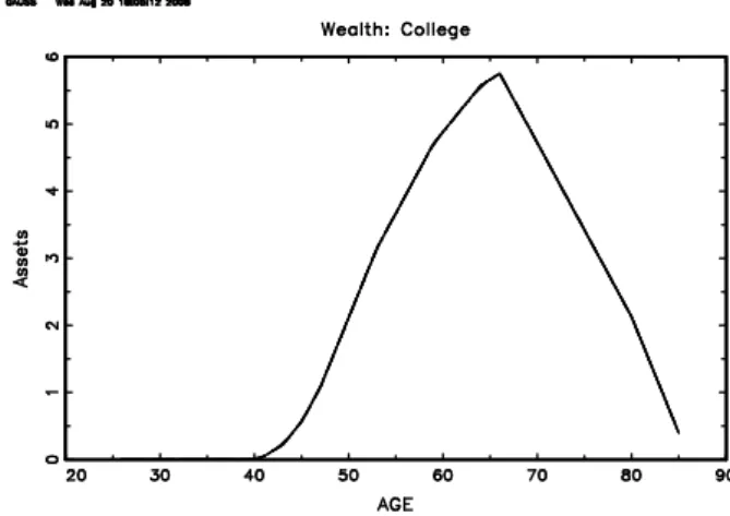 Figure 2.3: Wealth Holdings Economy Without Earnings Uncertainty and Without Housing, College Graduates
