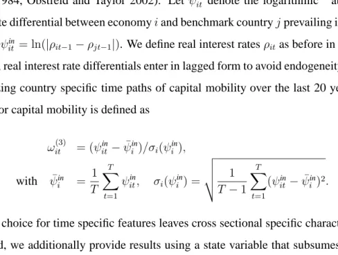 Figure 3 displays parameter estimates for the two-factor functional coefficient model ob- ob-tained over a representative continuum of states measuring exchange rate flexibility defined in section 3.1