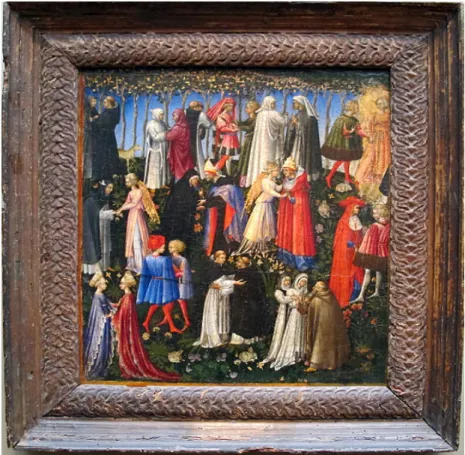 Figura 2. Giovanni di Paolo (1399 circa – 1482) - Paradiso (1445), tavola di 46.5 x 40.3, frammento della pala per la  cappella Guelfi in San Domenico, a Siena 