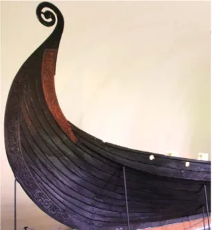 Fig. 9 - La nave Oseberg costruita nel 890 d.c. e conservata al museo delle navi vichinghe di Bygdoy (Oslo) 
