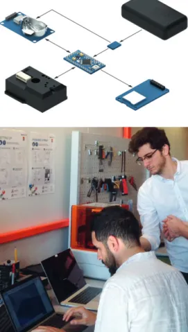 Fig. 5 - The working group while 3D modeling and print- print-ing the outer shell at CERN IdeaSquare.