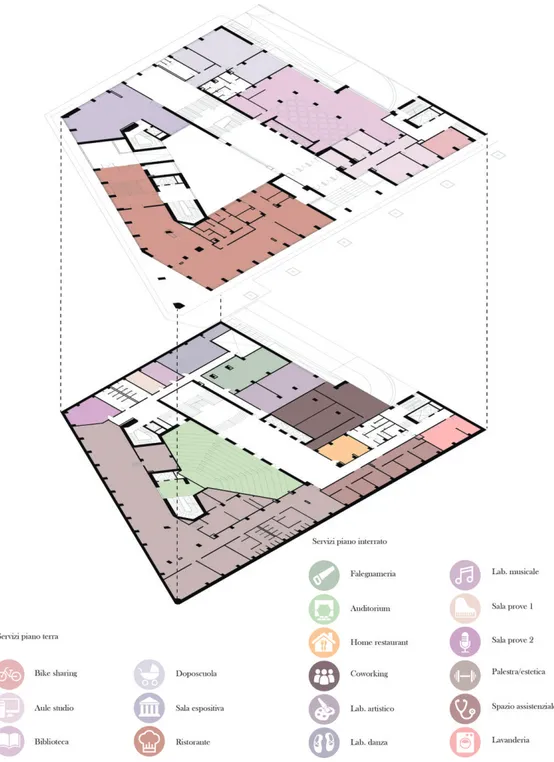 Fig. 13 - Plan of the floor dedicated to services (drawing by C. Mattera and G. Zambon, 2017).