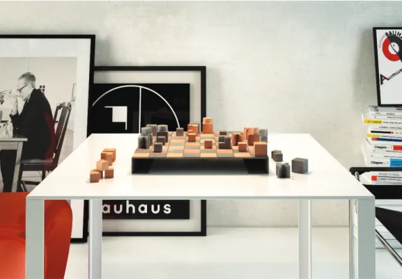 Fig. 5 - J. Hartwig, Chessboard of Bauhaus, 1924, redesigned in metal by S. D’Amato, BNP, in 2016 (render by S