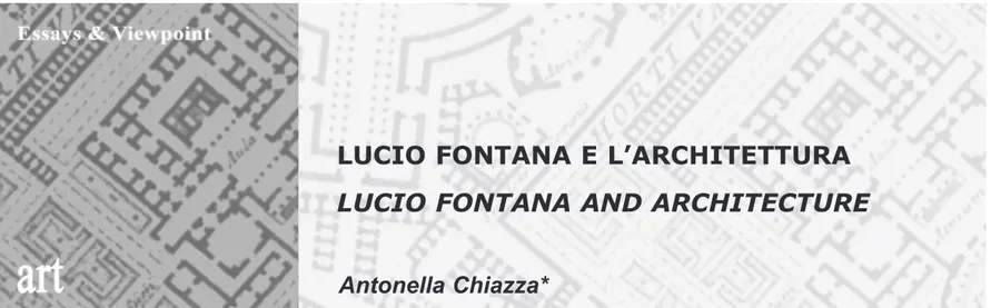 Fig. 1 - Lucio Fontana nello studio di via Prina con un elemento  in  cartogesso  dell’Ambiente  nero,  1951  (foto Giancolombo).