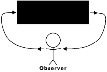 Figure  1  schematizes  the  Black  Box  and  its  observer.  The  observer  makes  inferences  about  the  Black  Box  by  presenting  stimuli,  the  inputs,  and  recording  the  Box’s  consequent  responses,  the  outputs  (Ashby  1961;  Glanville  1982