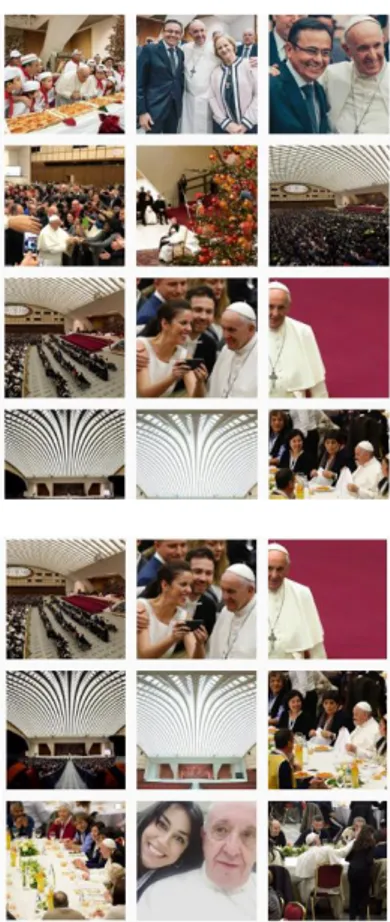 Fig. 9. Screenshot in due pezzi del tag «Paul VI Audience Hall» dove ritroviamo il post di Franciscus della  figura 
