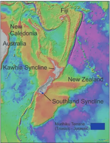 Fig. 3 - Location map of  Zealandia Base map: NIWA