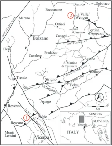 Fig. 2 - Correlations between Triassic Formations from the Dolomi- Dolomi-tes (Val Badia Area) and the Recoaro area (modified from  De Zanche et al