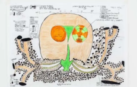 Fig. 4 Remora AdE/Remora AoM. Nicolas, Atelier dell’Errore, 2015. Tecnica mista su carta/mixed media on  paper (50 x 70 cm) 