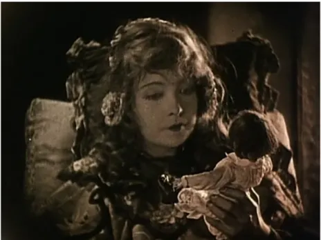 Figure 5. Lilian Gish as Lucy, a Victorian woman-child, looking at her doll 