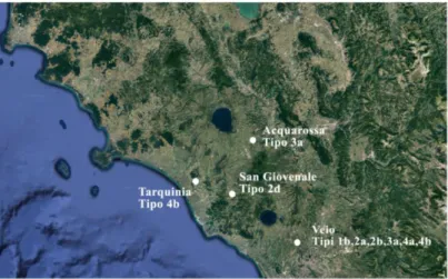 Fig. 3. La diffusione dei tipi di alare nelle fasi orientalizzante e arcaica. 