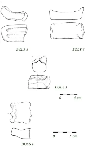 Fig. 7. Alari da Bolsena, Gran Carro (da T AMBURINI  1995,   figg. 44, 50, 51, 49). 