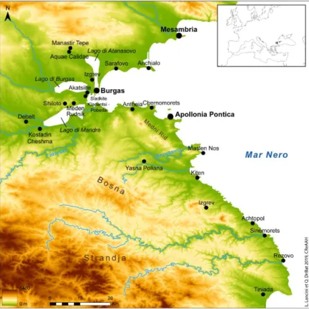 Fig. 1. Il territorio controllato da Apollonia Pontica e insediamenti traci 