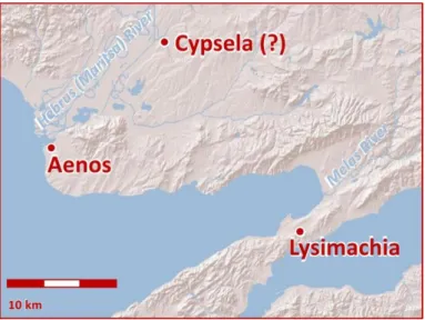 Fig. 1. Map of the terrain between the Thracian Chersonesos and Hebrus  (Maritsa) River 