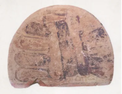 Fig. 11. Antefissa con iscrizione dipinta da Camarina, necropoli del  Rifriscolaro