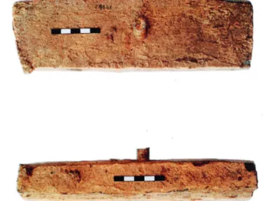 Fig. 8. Settore meridionale del santuario di Pyrgi: ceppo in piombo  rinvenuto nell’altare λ (foto di Sergio Barberini).