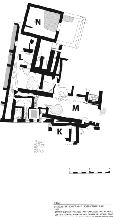 Fig. 3. Edifici sacri a est della casa a peristilio 1, pianta schematica.
