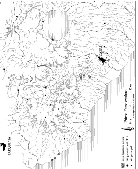 Fig. 2 – Gli insediamenti e le aree funerarie estese della fase evoluta della Prima età del Ferro.