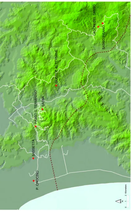 Fig. 3 – DEM con tratto indagato per i confini.