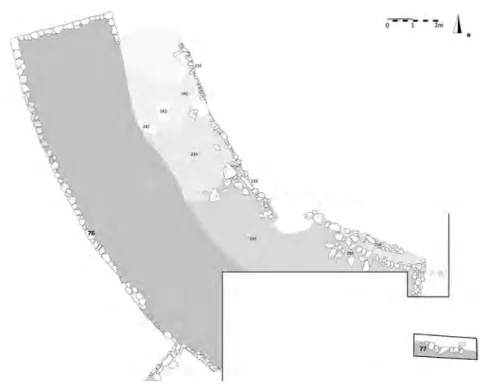 Fig. 7 – Poggio Civitella, terzo livello difensivo: pianta della rampa di accesso agli spalti.