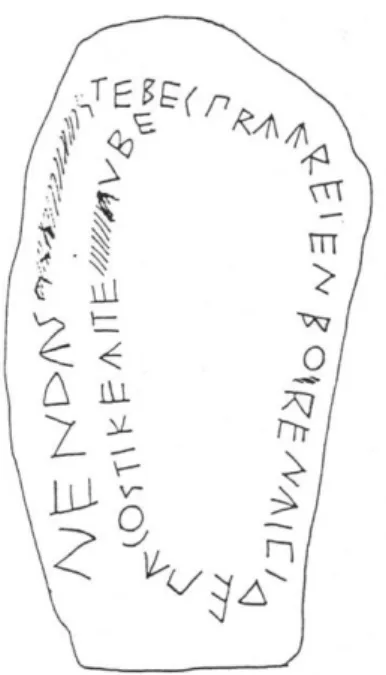 Fig. 9 – Sciri, stele con iscrizione, da Agostiniani 1992.