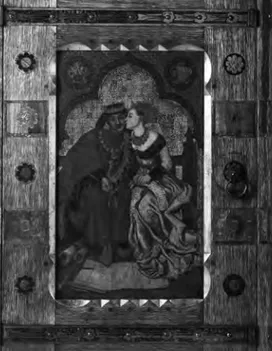 Fig. 5 - Ford Madox Brown, ‘Architecture’, panel for John Pollard et al., King René’s  Honeymoon Cabinet, 1861