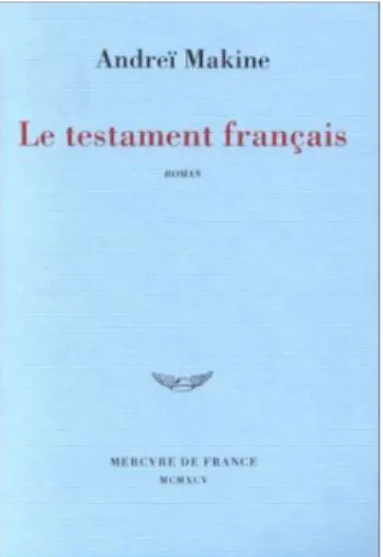 Fig. 1. Copertina originale del libro Le testament français di Andreï Makine. 