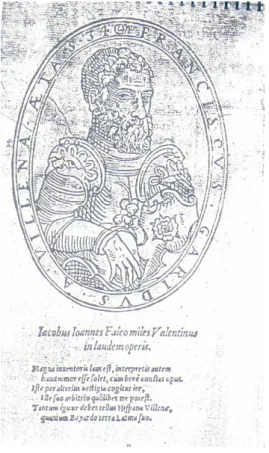 Fig. 1. Retrato y versos laudatorios.  Orlando  enamorado , ed. príncipe, ejemplar de la  Bi-blioteca Valenciana XVI-80