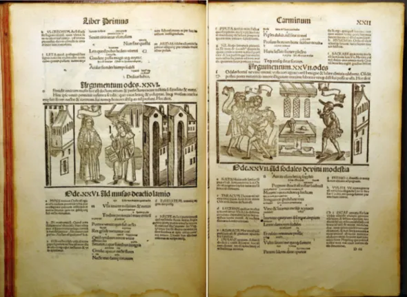 Figure 1: Horatius, Opera. Edited by  Jacobus Locher. Strasbourg: Johann  Grüninger, 12 March 1498