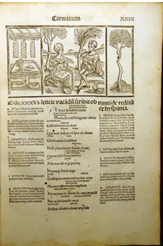 Figure 3. Horatius, Opera. Edited by  Jacobus Locher. Strasbourg: Johann  Grüninger, 12 March 1498
