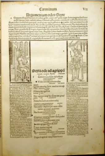 Figure 5. Horatius, Opera. Edited by  Jacobus Locher. Strasbourg: Johann  Grüninger, 12 March 1498