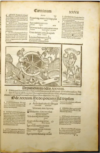Figure 6. Horatius, Opera. Edited by  Jacobus Locher. Strasbourg: Johann  Grüninger, 12 March 1498
