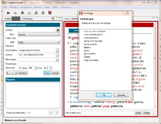 Figura 14: la scheda delle ricerche nella versione digitale del dizionario Sabatini-Coletti 