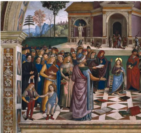 Figura 3 - Pinturicchio, Disputa di Gesù con i dottori, 1500-1501; Santa  Maria Maggiore, Cappella Baglioni, Spello (particolare).