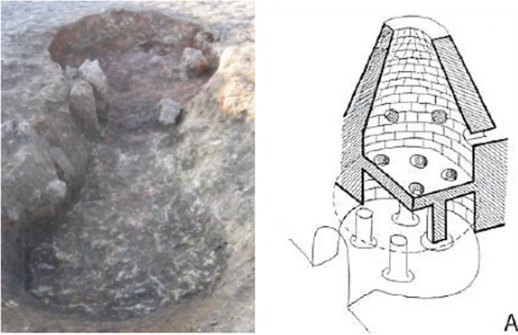 Fig. 4. Fornace orientalizzante, fornace arcaica (ricostruzione)  del  “complesso  monumentale”  (M ARZULLO  - P IAZZI  2017,  pp