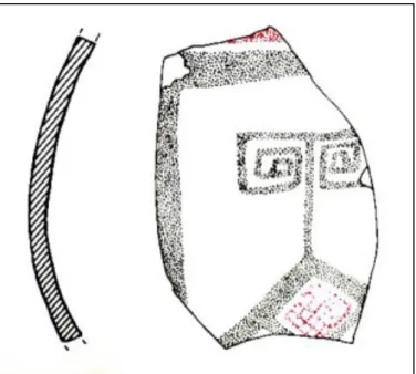 Fig.  1.  Fr.  di  olla  bicroma  decorata  a  Meanderbaum  dal  saggio P, rielaborazione grafica da O RLANDINI  1986