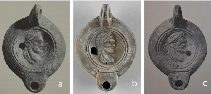 Fig.  7.  La  lucerna  a  doppie  volute  con  il  busto  di  Adriano (da B USSIÈRE  - W HOL  2017, n