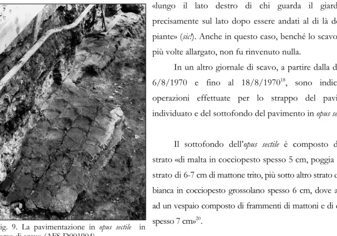 Fig. 9. La pavimentazione in opus sectile   in  corso di scavo (AFS D001904). 