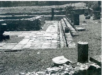 Fig. 9. Zuglio, lastricato forense in calcare locale adiacente  al tempio (da: VISENTINI 1990)