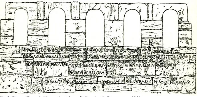 Fig. 3. Roma, Porta Labicana: iscrizione di Onorio (da R ICHMOND  1930). 