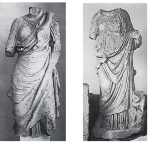 Figg. 12 e 13. Statue di Igea Hope e di Igea con Hypnos da Gortina (da G HEDINI  1985, fig