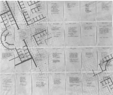 Fig. 9. Diario dell’archeologo, 1980. Piante di edifici su pergamena, m 1 x 0,80. Collezione privata