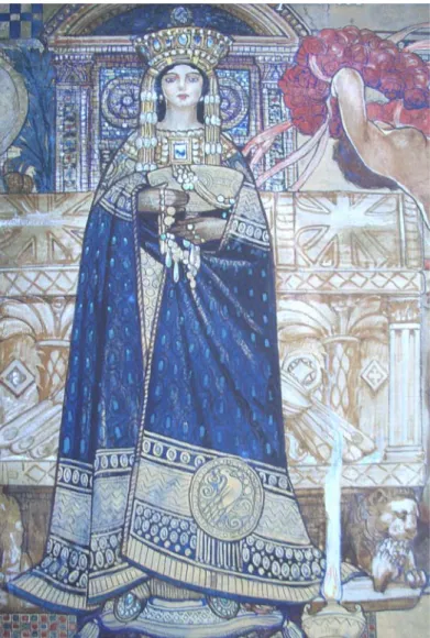 Fig. 3. Venezia, Sala della cupola della Biennale. Galileo  Chini, Allegoria dell'arte bizantina (part.)