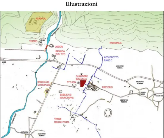 Fig. 1. Collocazione topografica di GQB nel contesto urbano di Gortina di Creta. 