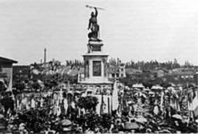 Fig. 4: Inaugurazione del Monumento al  guerriero di Legnano, 1876. 
